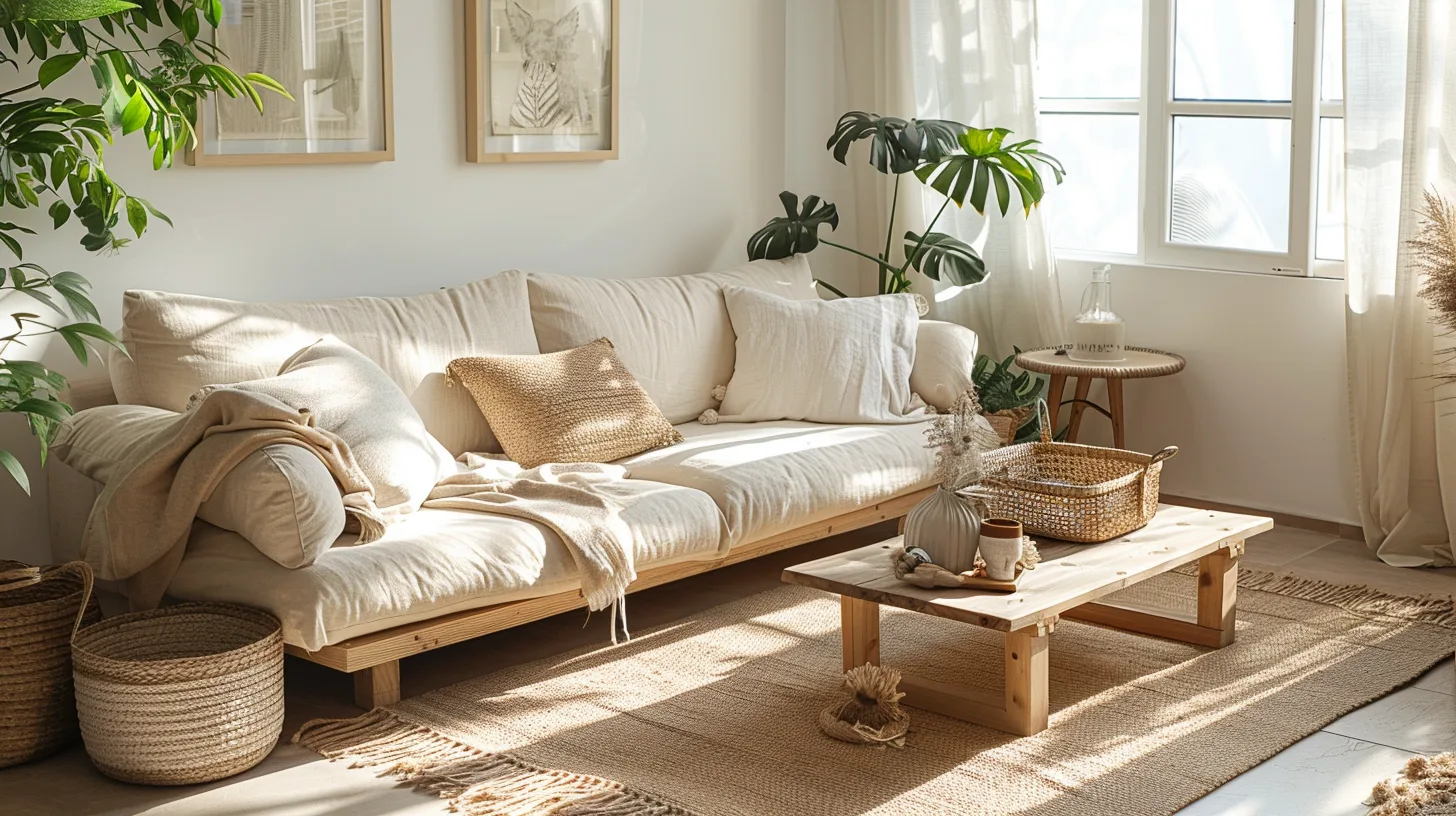 Japandi living room on a budget with affordable furniture and diy decor