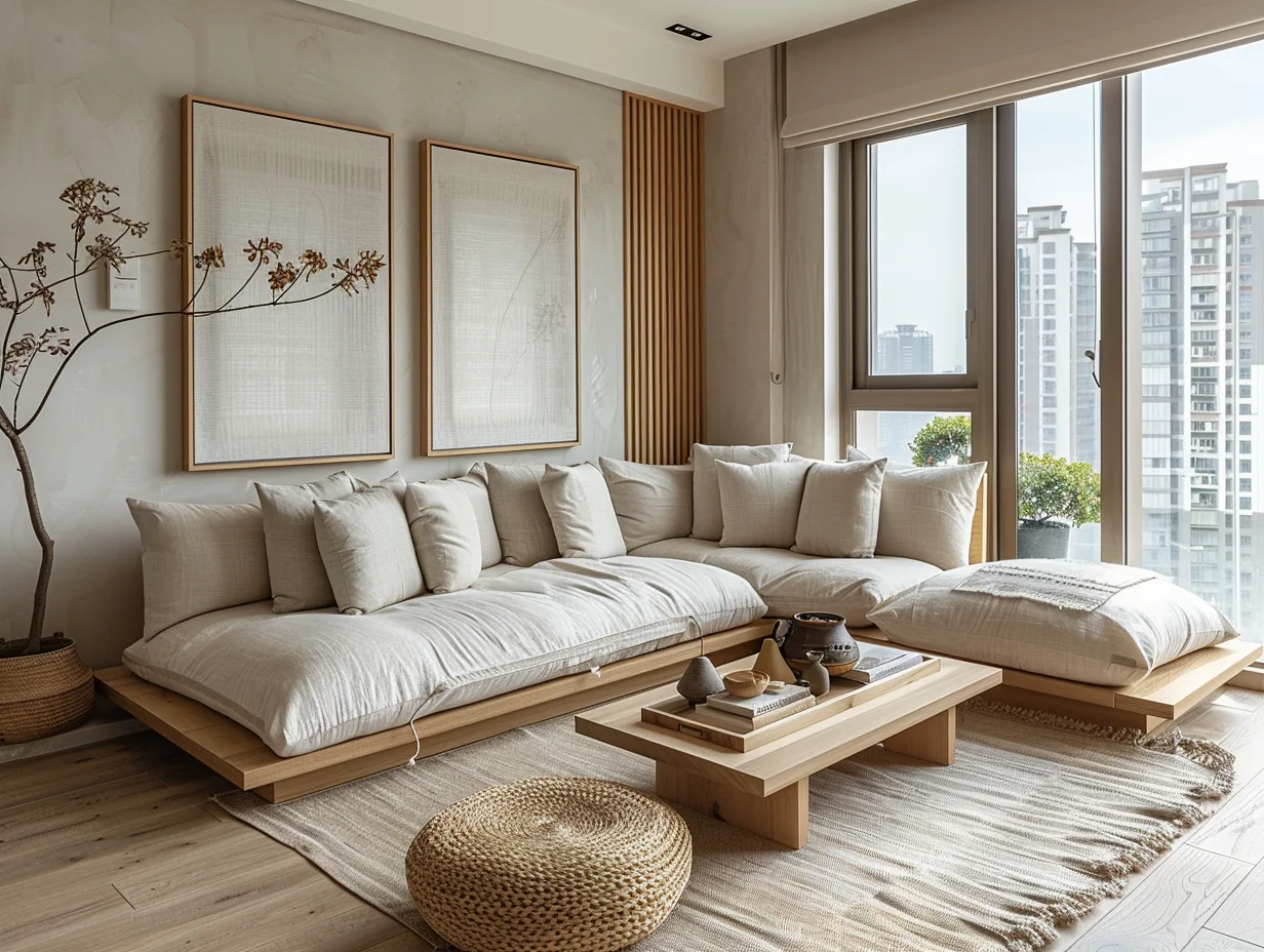 Op 5 japandi living room ideas for small spaces with multi-functional furniture