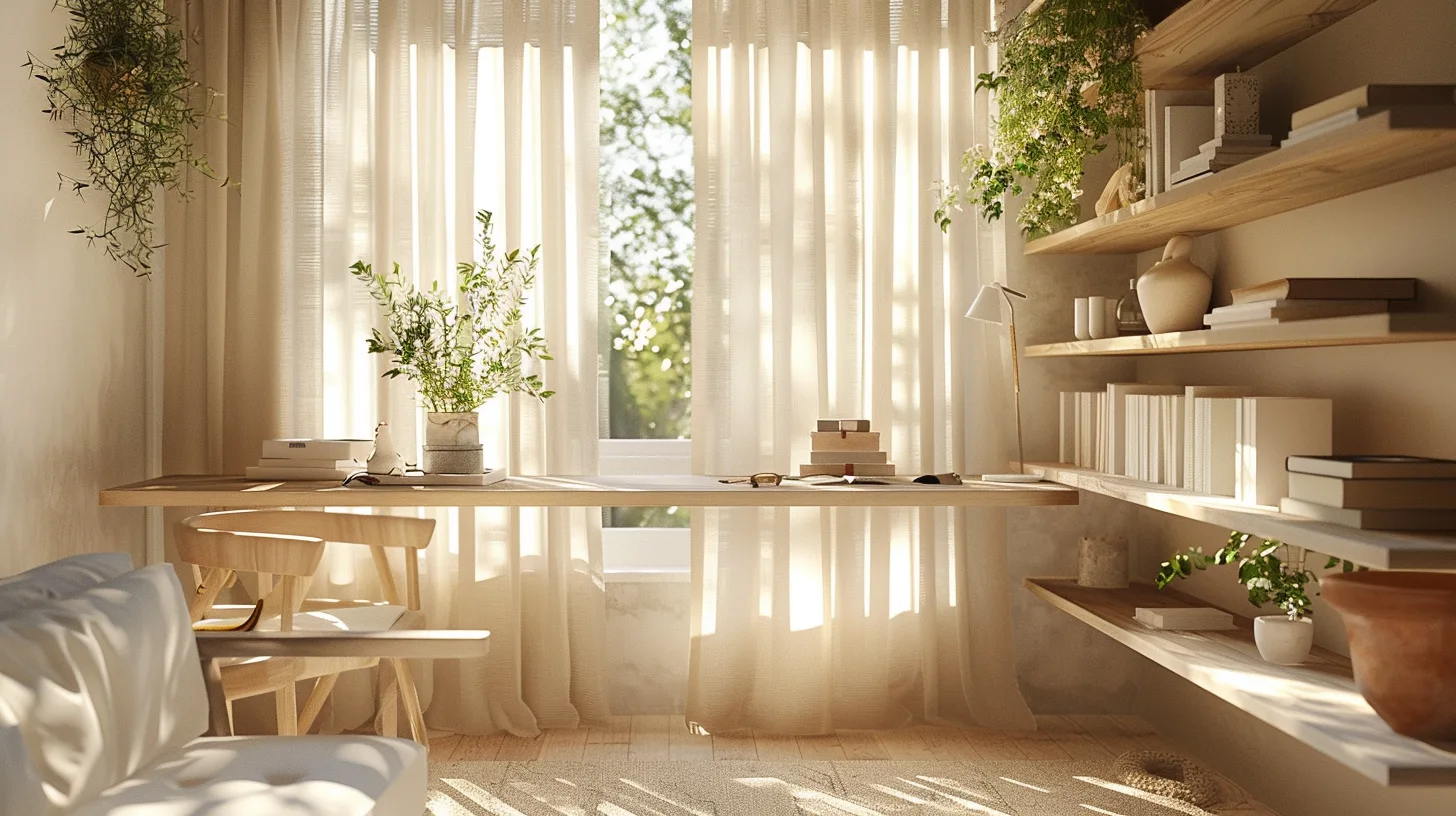 Japandi home office ideas: minimal, calm workspace